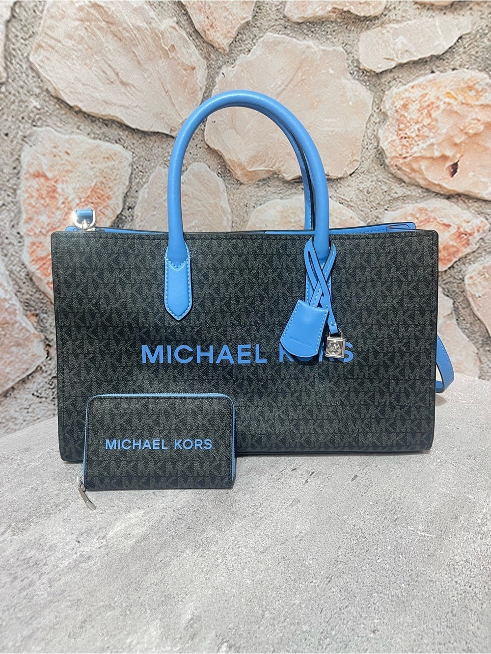 Michael Kors Scarlett Medium Satchel & Matching Wallet South Pacific Blue